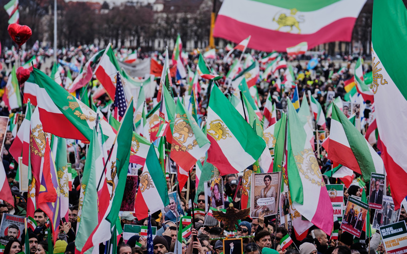 Iran’s crown prince says inaction against Tehran encourages bullies as his supporters rally