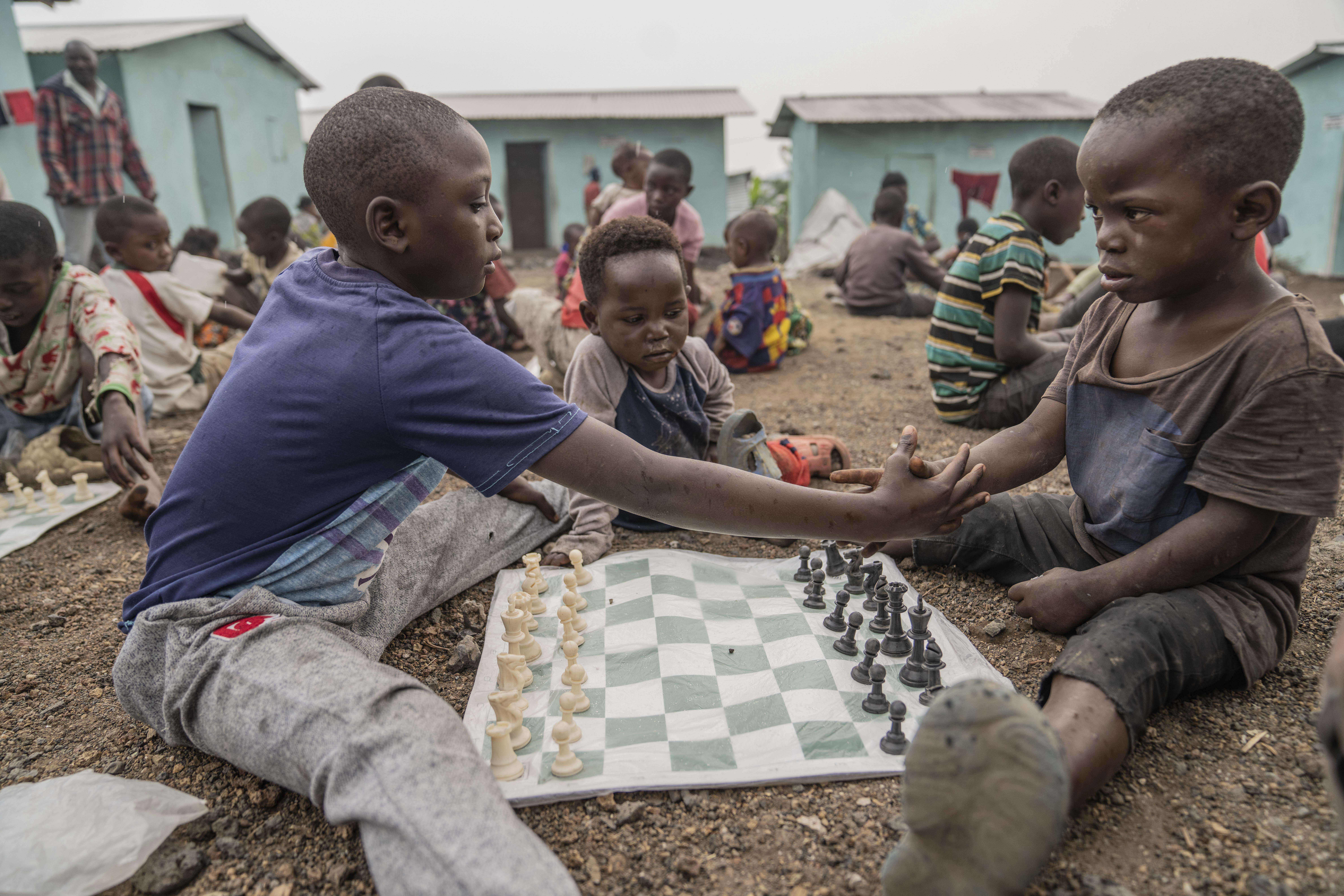 A chess club for kids thrives in a Congo refugee camp. It’s about more than the game