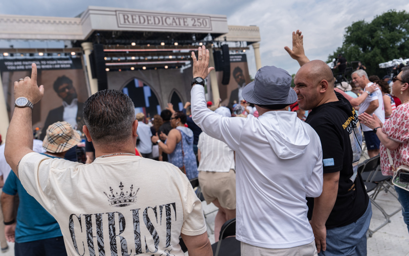 Thousands flocked to the National Mall in Washington for an America-themed prayer rally