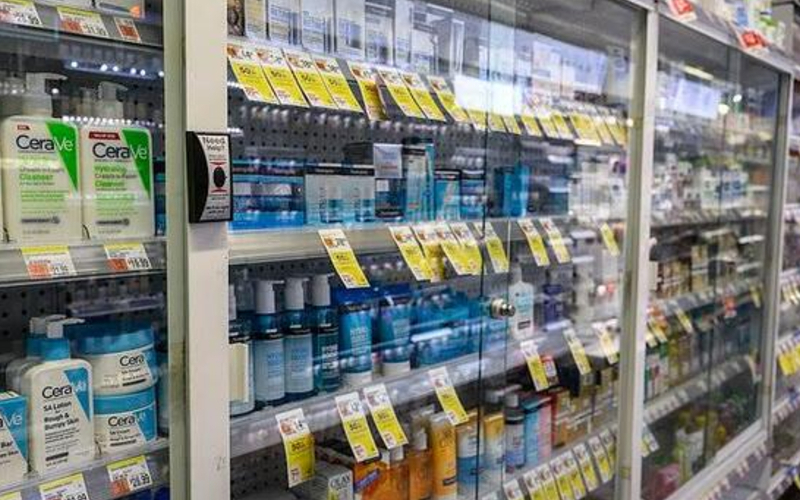 Aisle of locked-up merchandise a striking symbol of societal rot