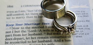 wedding rings on Bible