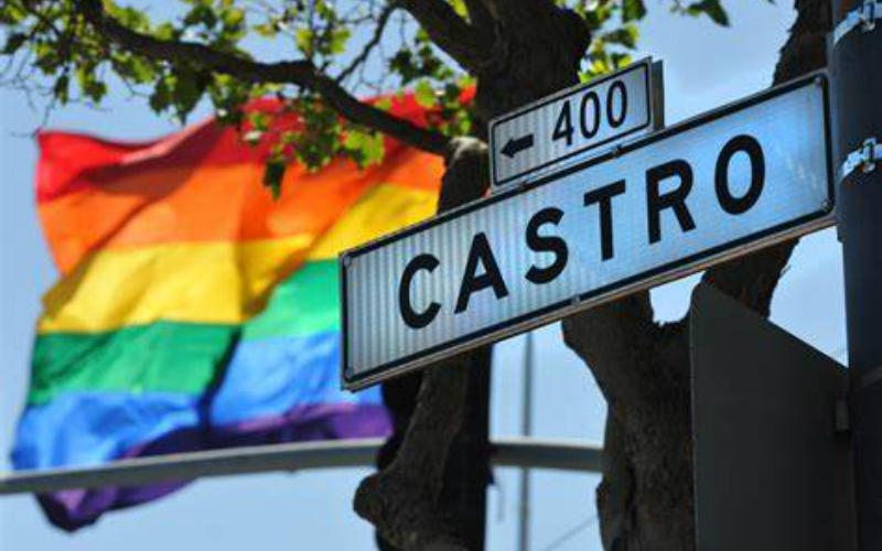 Castro District in SF rainbow flag