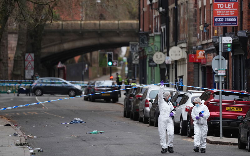 UK police arrest a man after a car hits pedestrians in the English city of Derby, injuring 7